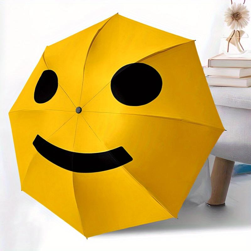 1pc Happy Face Automatic Open/Close Umbrella Sturdy Iron Frame, Compact Travel Umbrella - Perfect Gift for Women, Men, Birthdays057
