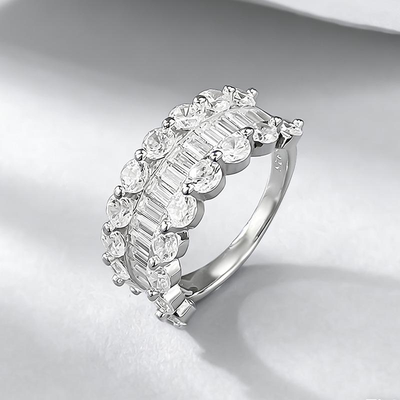 Xian Can 2026 S925 Silver Pave-set Square Diamond Ring: Simple, Fashionable, High-End Style
