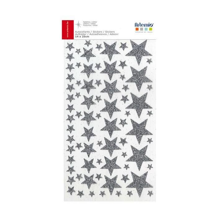 Silberne Glitzer-Stern-Aufkleber