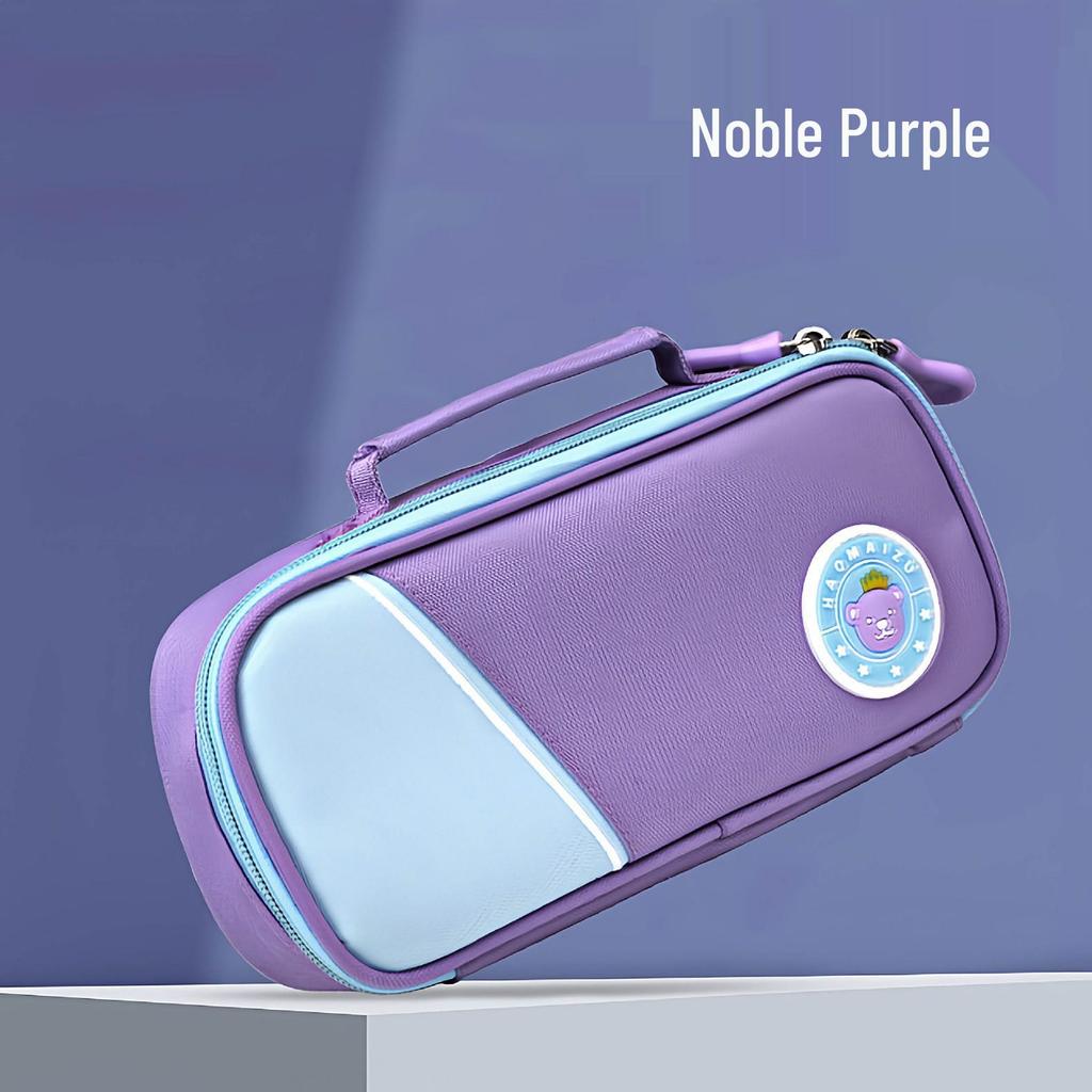In-Stock British-Style Double-Layer Pencil Case: Large Capacity Multi-Functional Stationery Bag for Junior High Students; Cartoon Design.