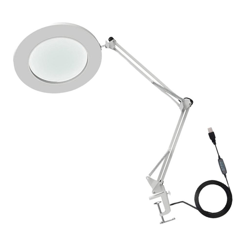 10X Vergrootglas met LED-licht Flexibele Arm Helderheid   3 Kleuren Werkbanklamp met Clip