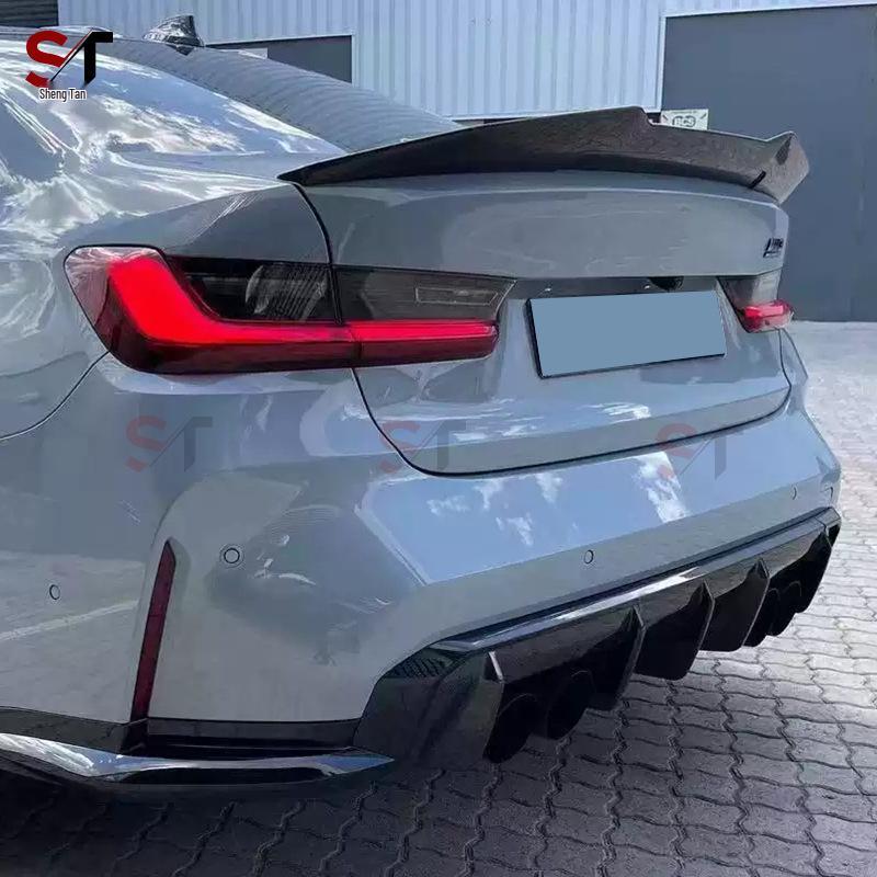Carbon Fiber Rear Spoiler for BMW M3 G80/M4 G82: No-Drill Ducktail PSM Diffuser