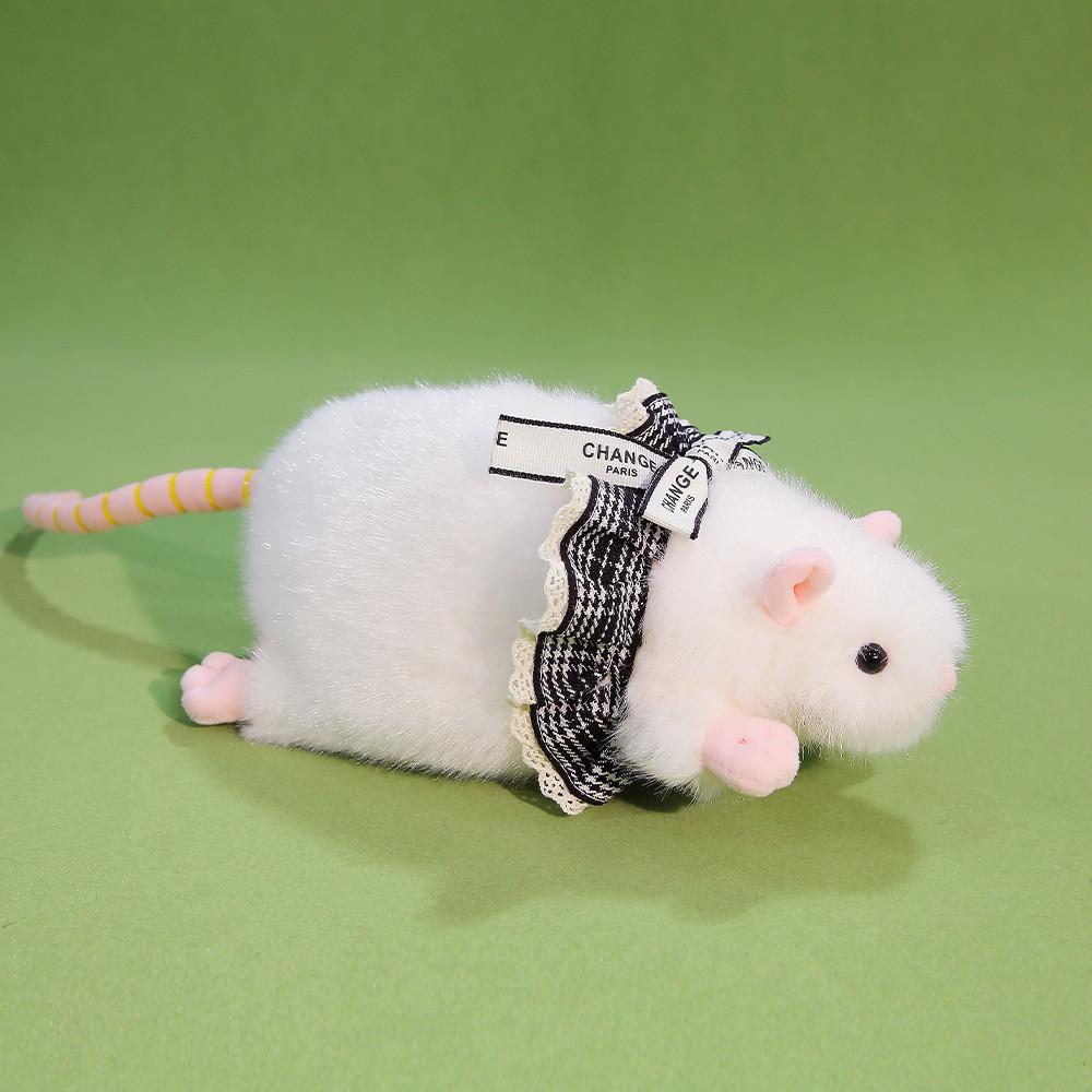 

Plush Mouse Toy With Pp Cotton Filling For Kids Birthday Gift And Comfort WhiteFloralMouseBlackKnit