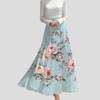 Spring Summer Women's Bohemian Printed Skirt High-Waist A-Line Long Floral Skirt
