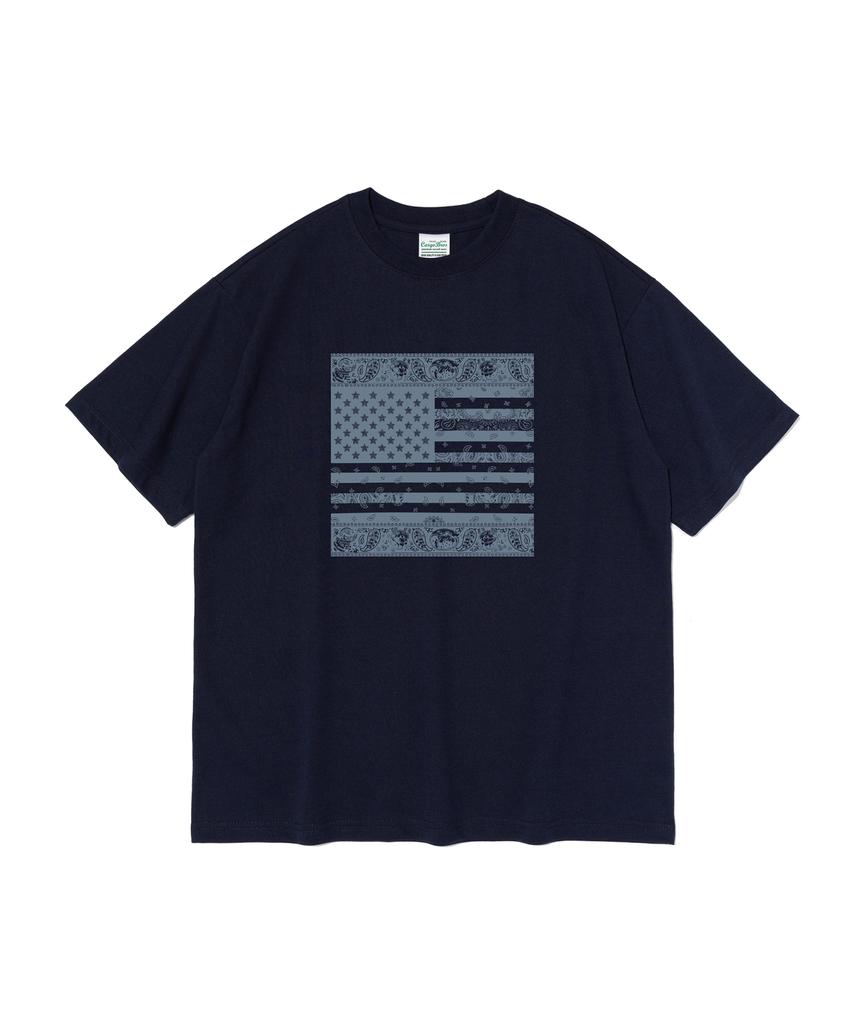 CARGOBROS (Big Size) American Paisley Street Short Sleeve T-Shirt (Navy)