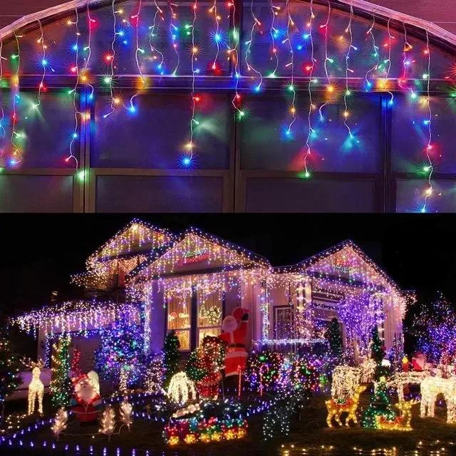 Fairy LED Icicle String Lights Christmas Garland Outdoor Lights Home For Wedding Party Curtain Garden Decoration