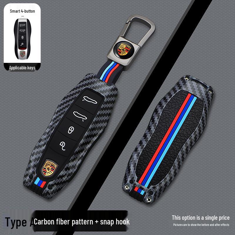 Porsche Carbon Fiber Texture Key Shell for Cayenne, Macan, Panamera, 911, 718