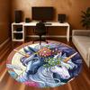 1pc Unicorn Flowers Round Chair mat Area Rug - Non-Slip, Floor Mat for Office, Bedroom, and Indoor Decor c1125419
