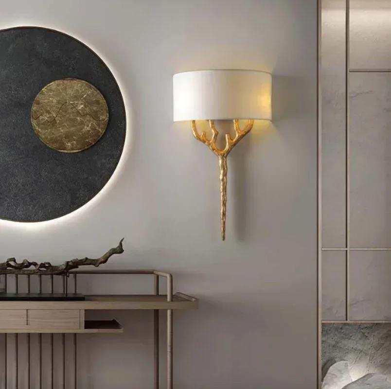 American All-copper Wall Lamp Modern Simple Living Room TV Wall Lamp Bedroom Bedside Corridor Stair Lamp