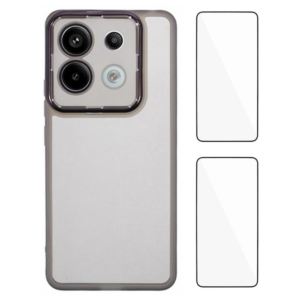 

WANLONFENG DKSM2 Series For Xiaomi Redmi Note 13 Pro 5G Case TPU Clear Phone Cover with 2Pcs Screen Film/Electroplated Lens Frame Transparent Black