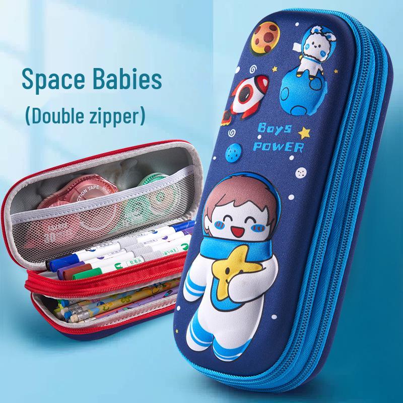 Double Layer 3D Zipper Pencil Case - Large Capacity for Elementary School Students