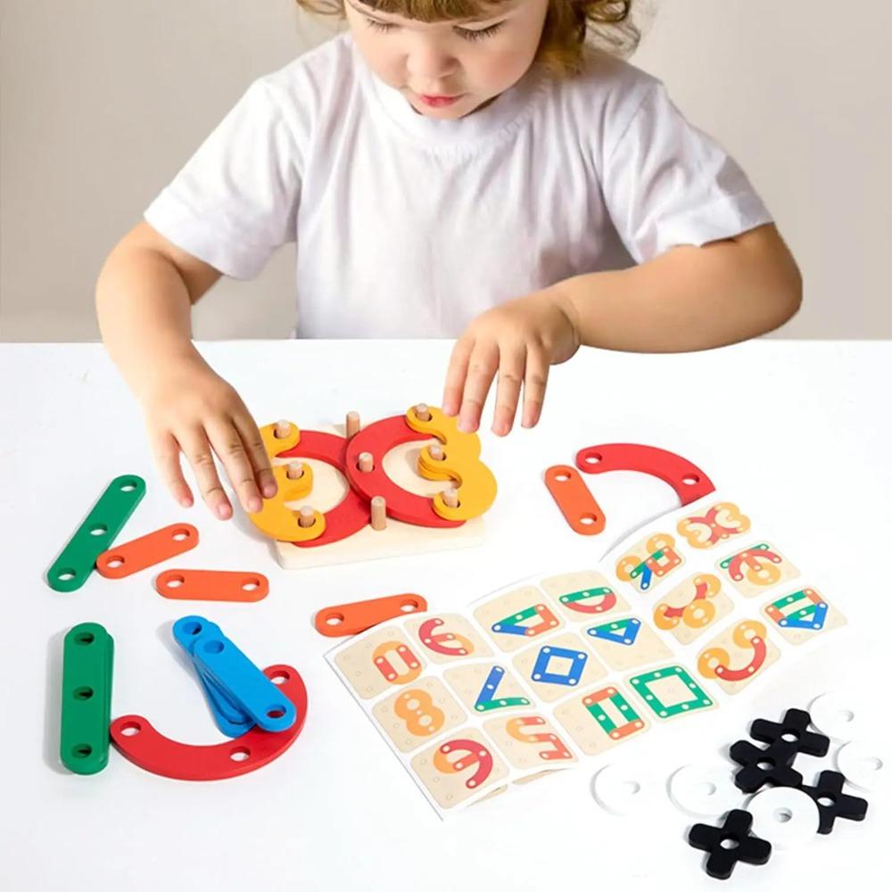 Montessori dřevěná deska s provázkem Hračka Trénink jemné motoriky Skládačka Logické myšlení Hry Životní dovednosti Hračka pro rané vzdělávání pro děti