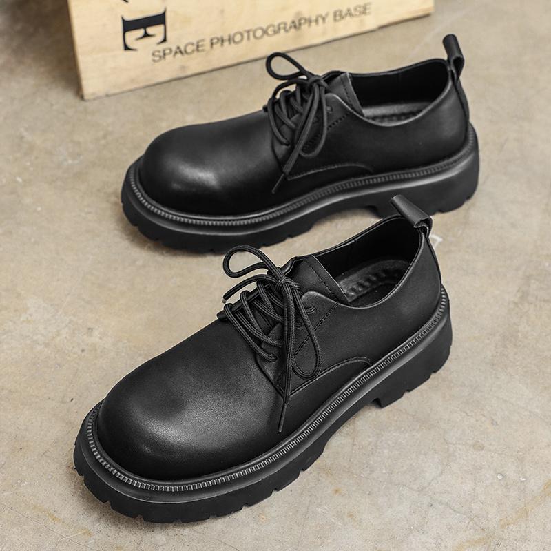 Fashion British Style Men's Casual Leather Shoes Thick Bottom Business Formal Dress Footwear Versatile Male Oxford Shoes New Derby Shoes