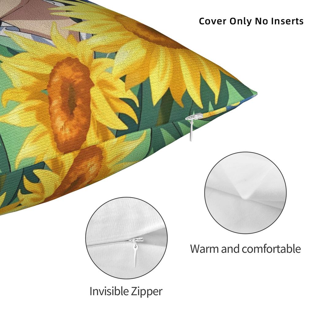 Maomao Sunflower Anime Square Pillow Cases The Apothecary Diaries Cushion Covers Fashion Decor Pillowcase for Living Room