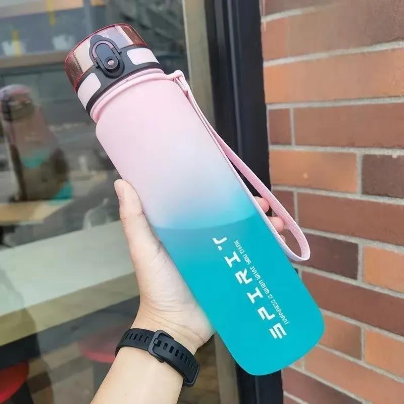 1 Liter Large Capacity Sports Water Bottle Leak Proof Colorful Plastic Cup Drinking Outdoor Travel Portable Gym Fitness Jugs lyp014