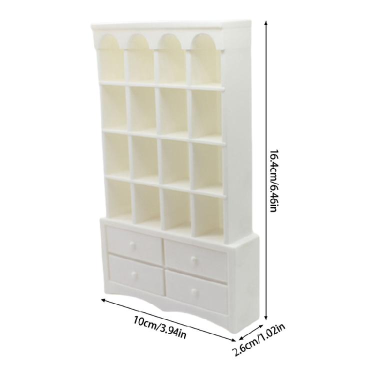 Classical Miniature Bookshelf Cabinet 1/12 Dollhouses Storage Organizer Kids Learning Activity Dollhouses Scene Setting