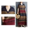 Plus Size Cotton Linen Maxi Dress for Women Loose V-Neck Short Sleeve Long