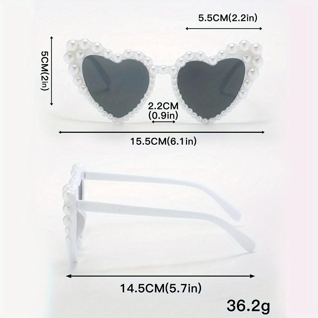 Chic Heart-Shaped Faux Pearl Sunglasses For Women - Anti-Reflective Perfect For Casual Events & Music Festivals