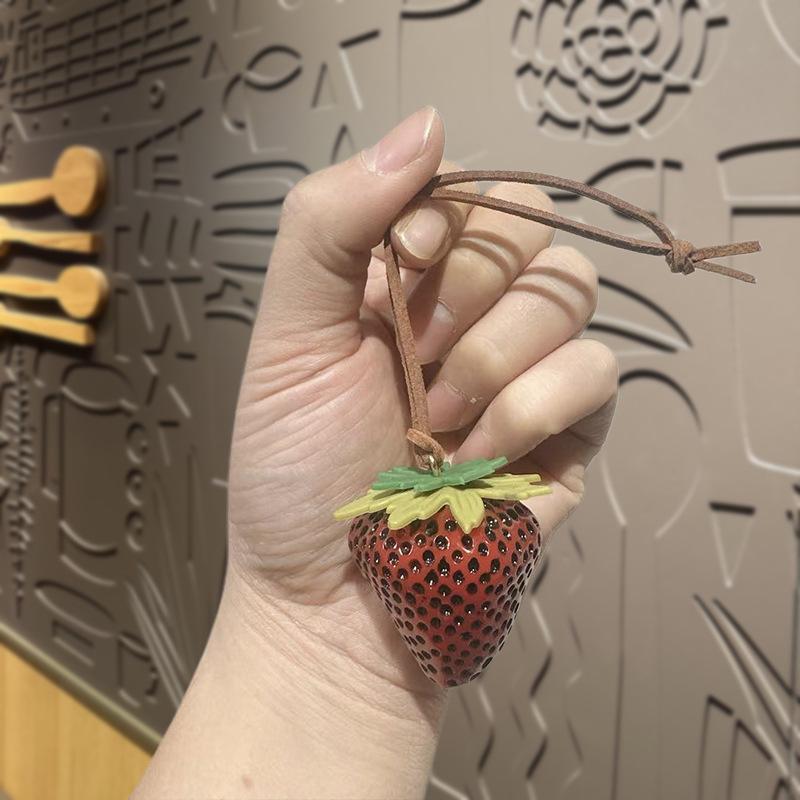 3D Strawberry Pendant Bag Charm & Car Keychain for Girls