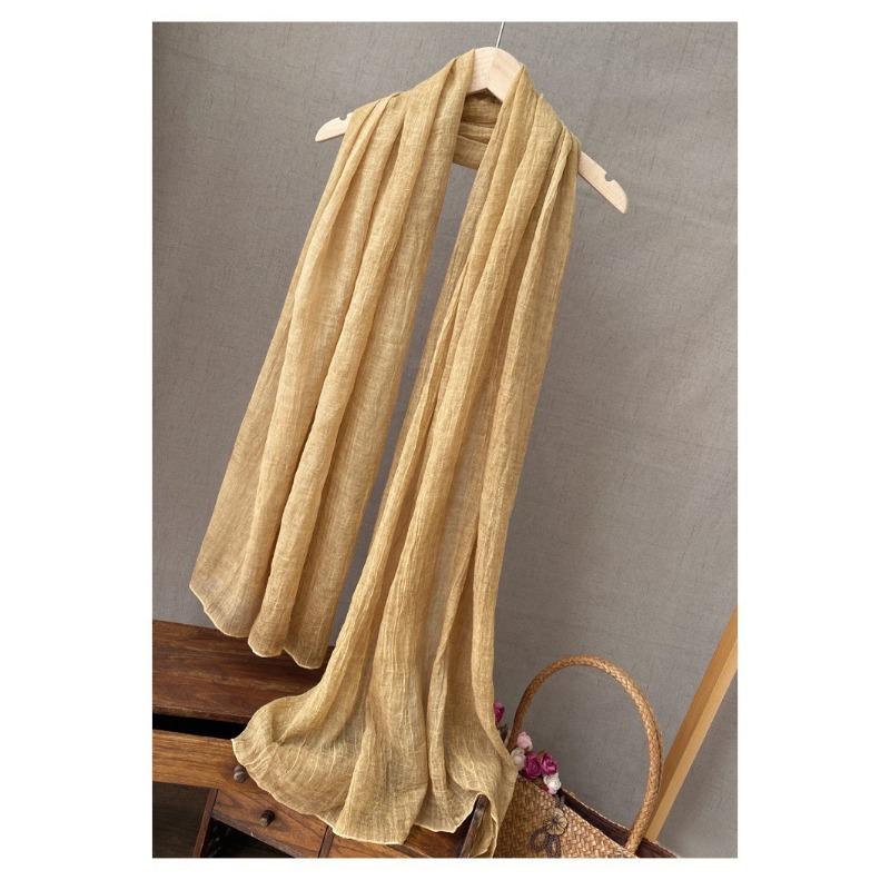 Thin Plain Cotton And Linen Tie-Dyed Scarf, High-End Retro Soft Silk Scarf, Versatile Couple Shawl Women