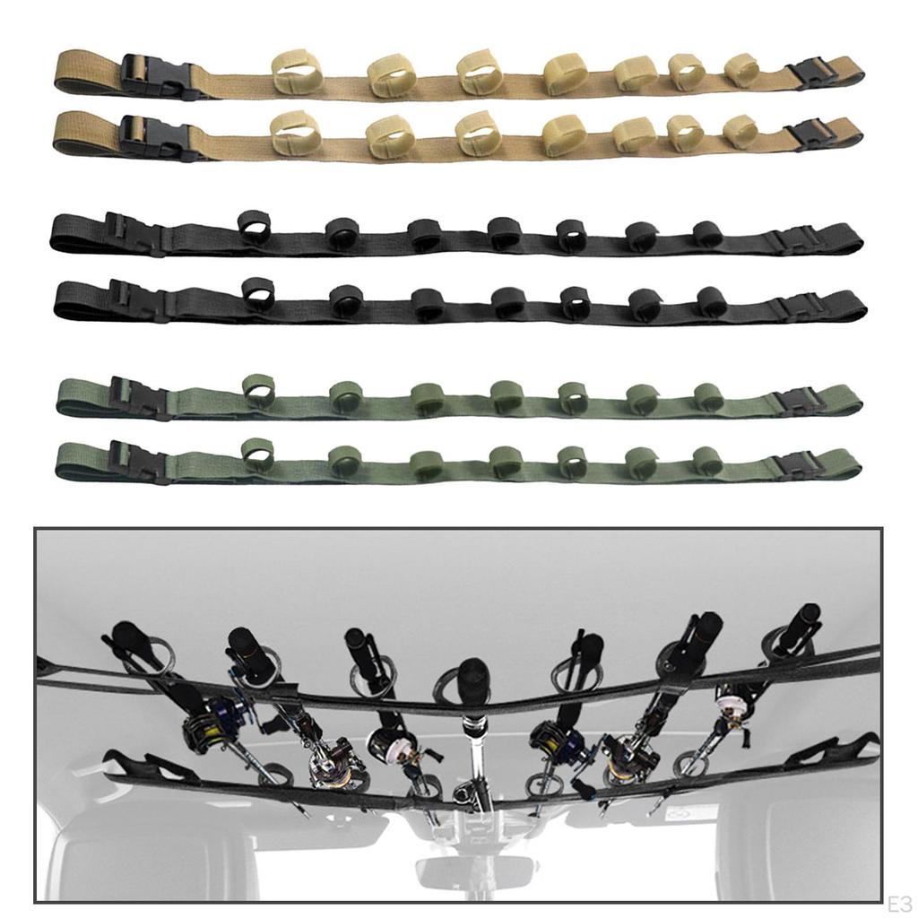 2 Delar 7 Spön Kapacitet Bil Fiskespöhållare Remmar Bälte Spö Takräcke