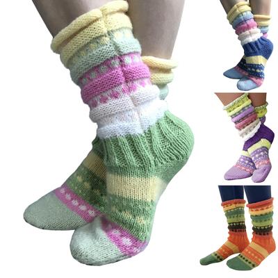 Cozy Vintage Style Knit Socks Thick Warm And Soft For Fall Winter Women's Mid Tube Stockings Hosiery For Casual Floor Wear