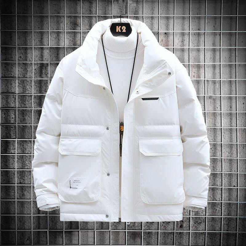 

Plus size down jacket men s new thickened and fattened casual handsome loose collar cold protection warm jacket M белый