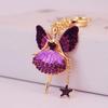 Zircon Rhinestone Girl Pendant Exquisite Car Key Ring Fashion Ballet Girl Keychain  Women