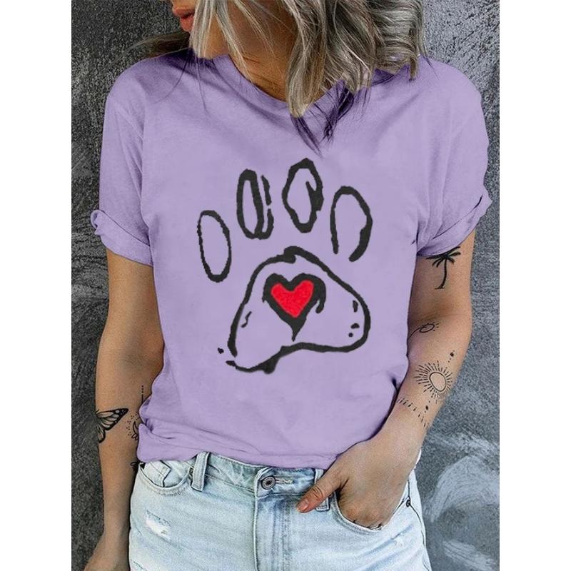 Fashion Women's Crew Neck Short Sleeve 3D Casual Color Printing Casual Short Sleeve Crew Neck T-Shirt