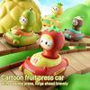 Kids'Toy 18Month Cartoon Fruit Doll Press Toy Car,4pcs Activity Toy Car Set Hand Eye Coordination, Durable Material, Indoor And Outdoor Toy Car.