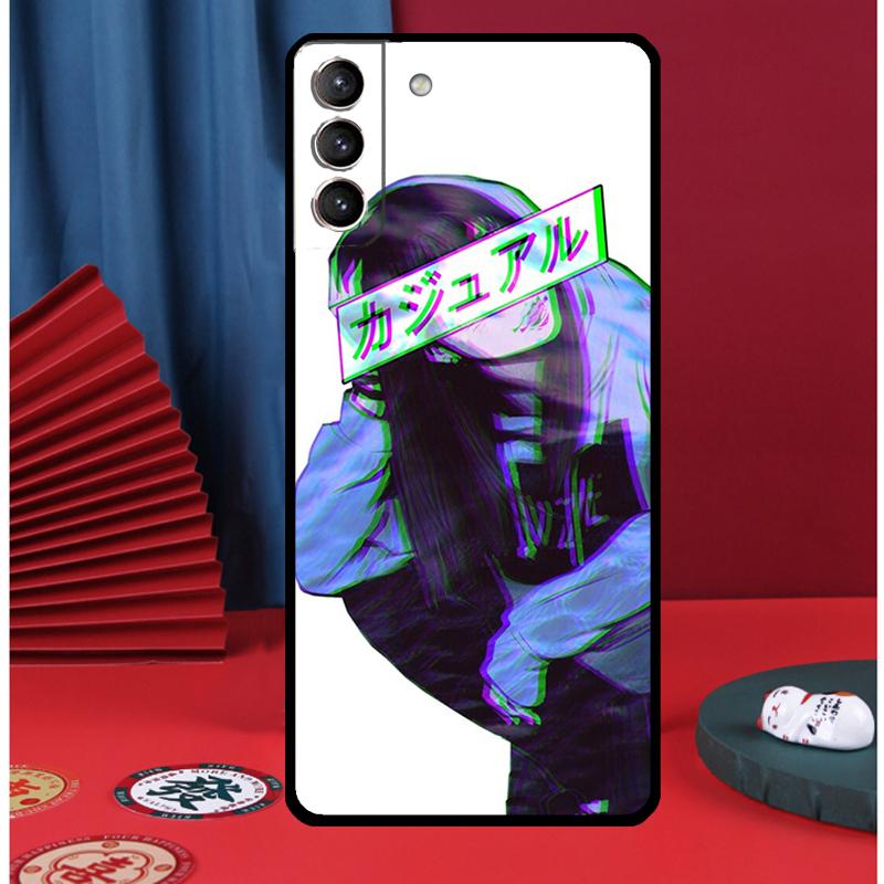 Sad Anime Aesthetic Senpai Phone Case For Samsung Galaxy S24 Ultra S9 S10 S20 S21 S22 Plus S23 FE S25 Ultra Back Cover