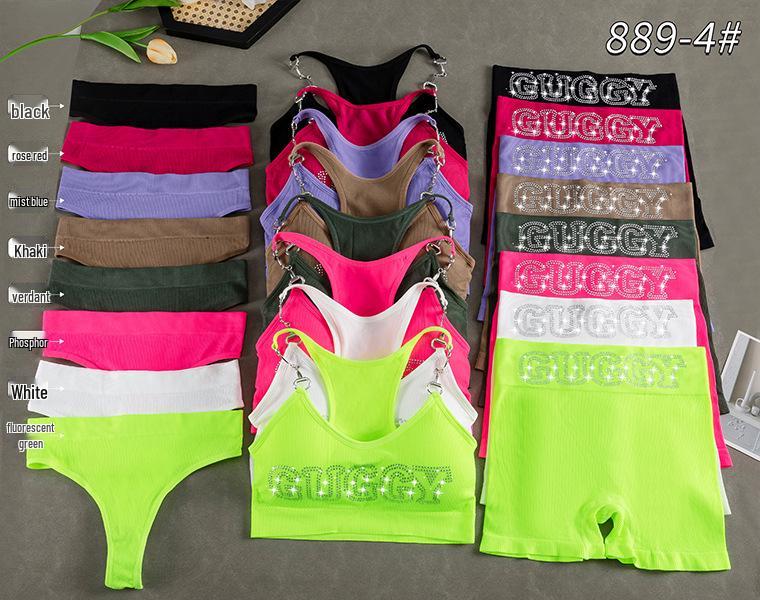 

Осенний европейско-американский женский комплект нижнего белья для йоги: Жилет и трусы-стринги One Size