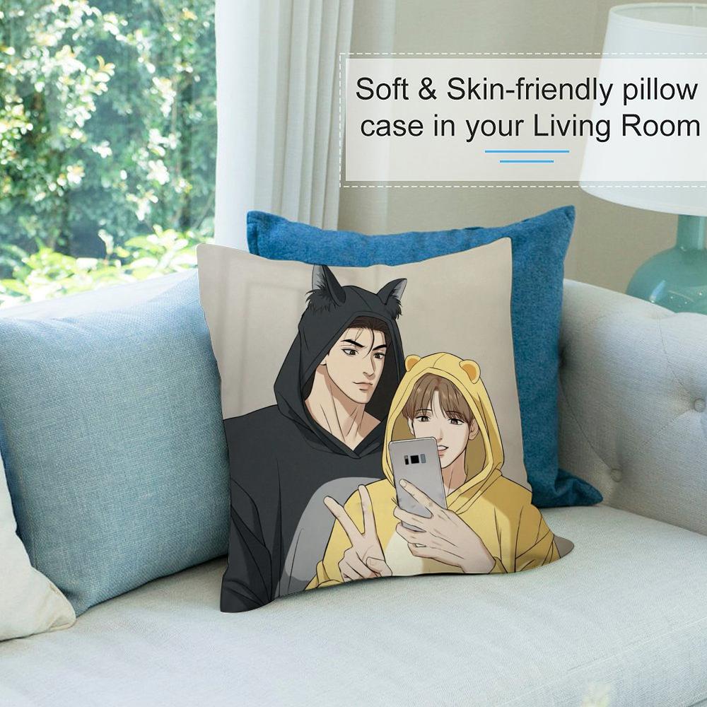 j-Jinx BL Comics Pillow Case Short Plush Sofa Decorative Gift Home Double-sided Printing Cushion
