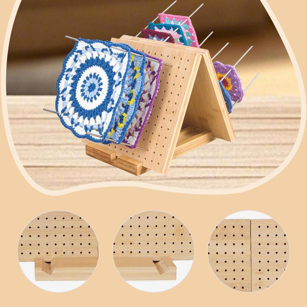 Häkel-Spannbrett 13 Zoll x 13 Zoll Quadratisches Holz-Strickbrett für Enthusiasten Ausgezeichnetes Geschenk für Liebhaber von Granny Squares