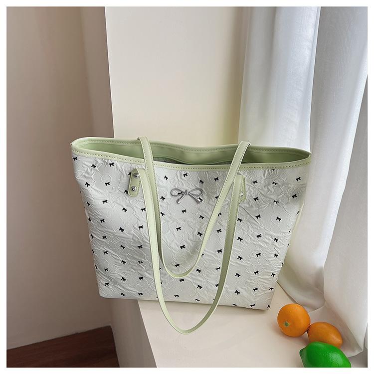 Summer large-capacity shoulder bag bow casual shoulder bag trendy student class commuting tote bag