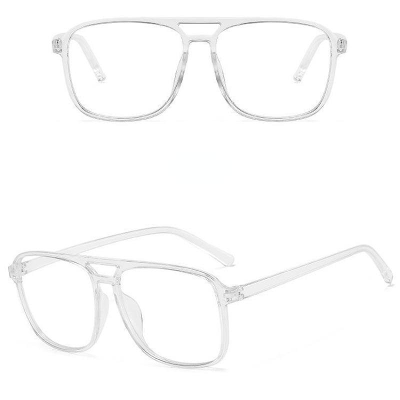 Fashion Large Frame Glasses Double Beam Personalized Flat Glasses Stylish Trendy Eyewear