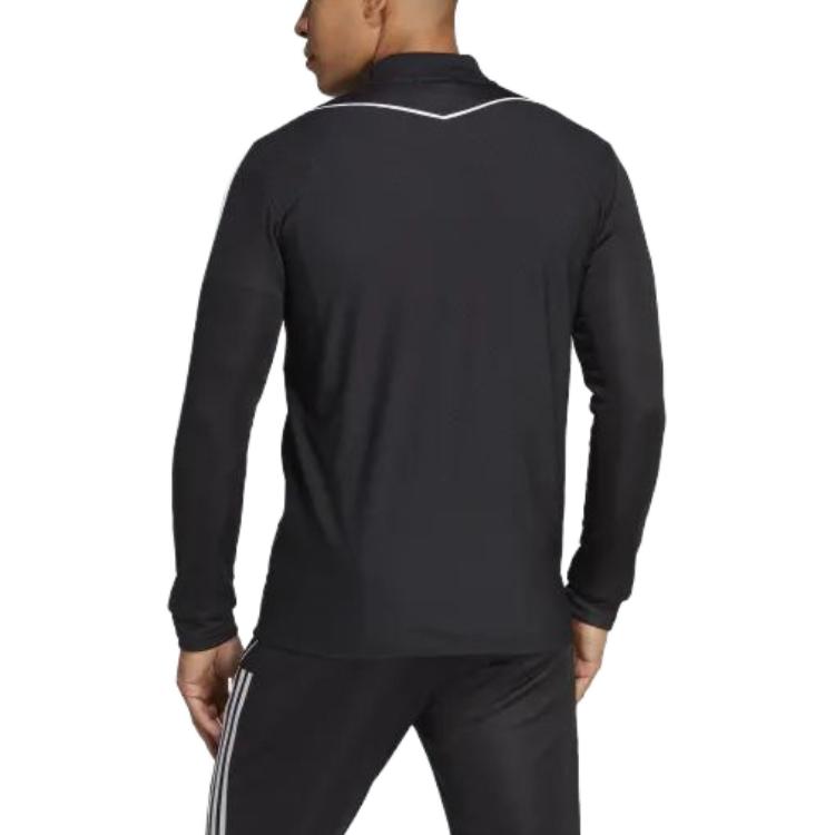 Adidas SS23 Solid Stripe Logo Print Stand Collar Long Sleeve Jacket Men Outerwear Black HS7231