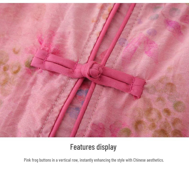 Elegant Retro Chinese Style Linen Tencel Blouse - Short Sleeve, Stand Collar, Frog Button, Loose Fit for Women