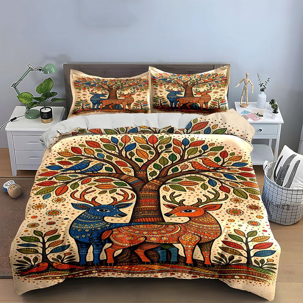 Colorful Tree and Deer. Bedding Sets Duvet Cover Sets Duvet Covers Pillowcases(1 * Duvet Cover 2 * Pillowcases Without Duvet Insert)