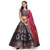 Purvaja Women' Jacquard SemiStitched Lehenga Choli (AmayraNavy Blue Navy Blue Free )