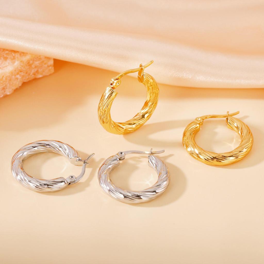 2025 Trendy Large Titanium Steel Hoop Earrings for Women - Exaggerated, High-End, Colorfast Design