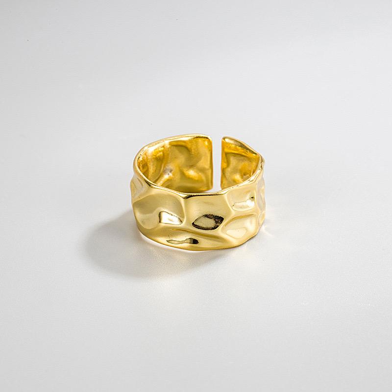 BF CLUB 925 Sterling Rings for Women Fashion Geometric Handmade Irregular Gold Wide Ring Party Christmas Gift