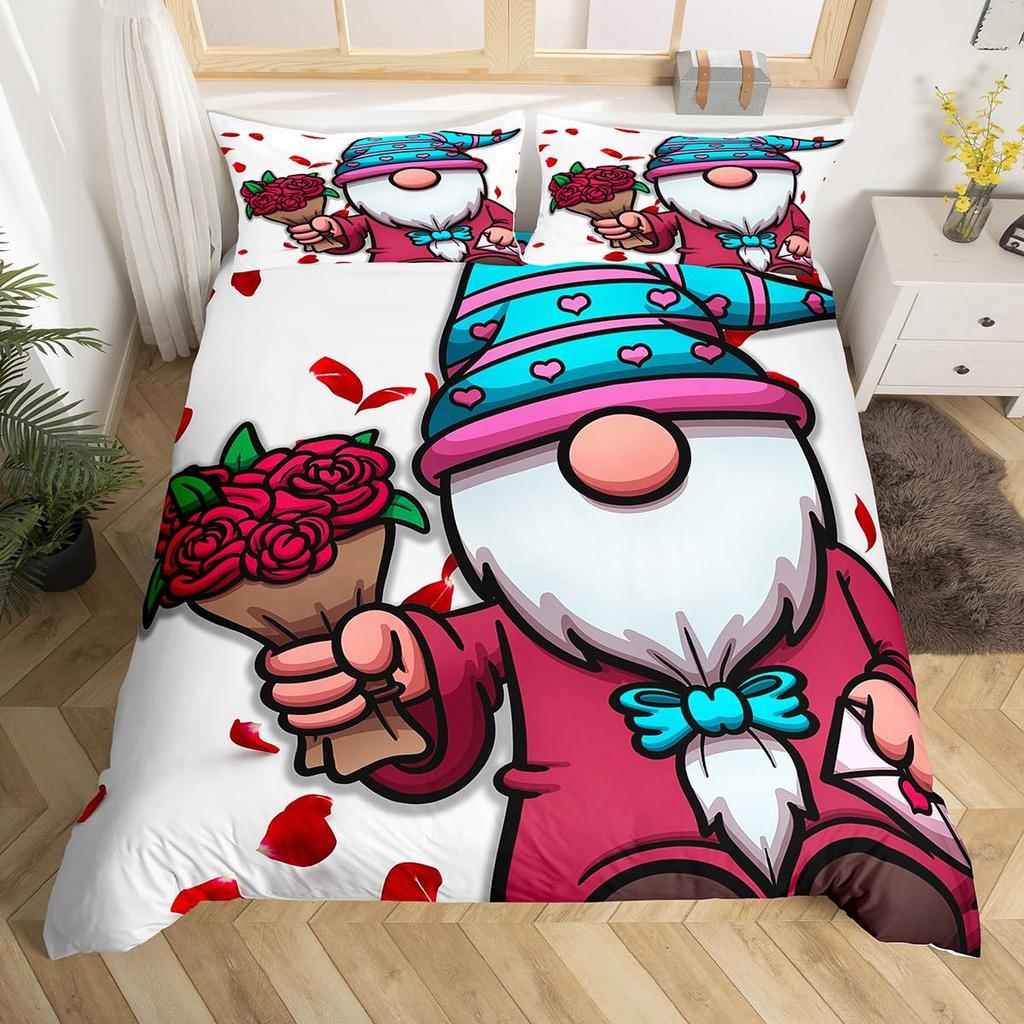 Valentine Day Home Duvet Cover Sets Queen King Size Lightweight Quilt Covers Bedroom Decor Romance Bedspread Covers No Comforter