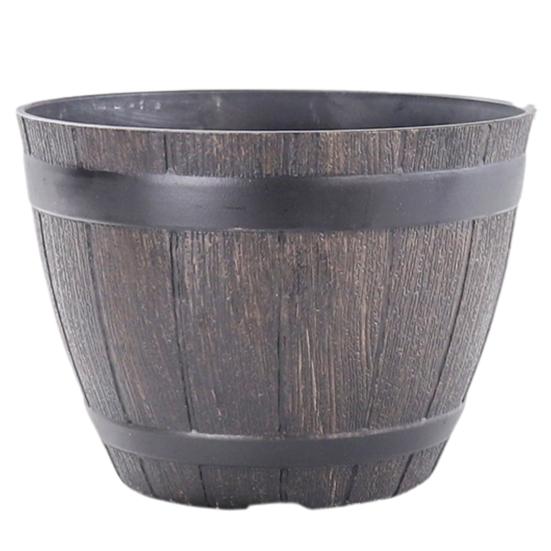 Flowerpot with Built-In Drainage System Rustic Style Garden Container Entryway Decorative Planter Barrel Flowers Herbs Vegetables Small Shrubs Balcony