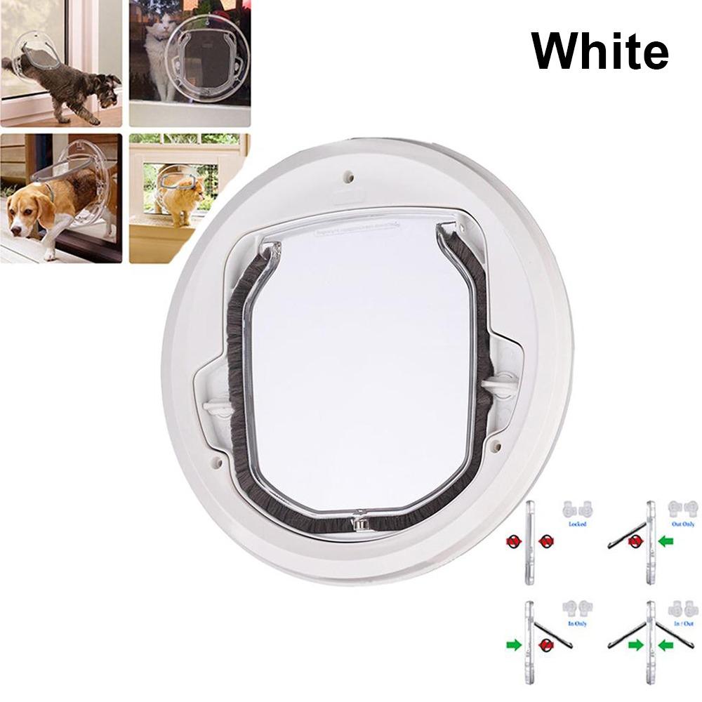 

1 шт. із 4 способами замка. Ворота для котів. Скляне вікно. Вхід для домашніх тварин. Двері з клапаном для собак. White