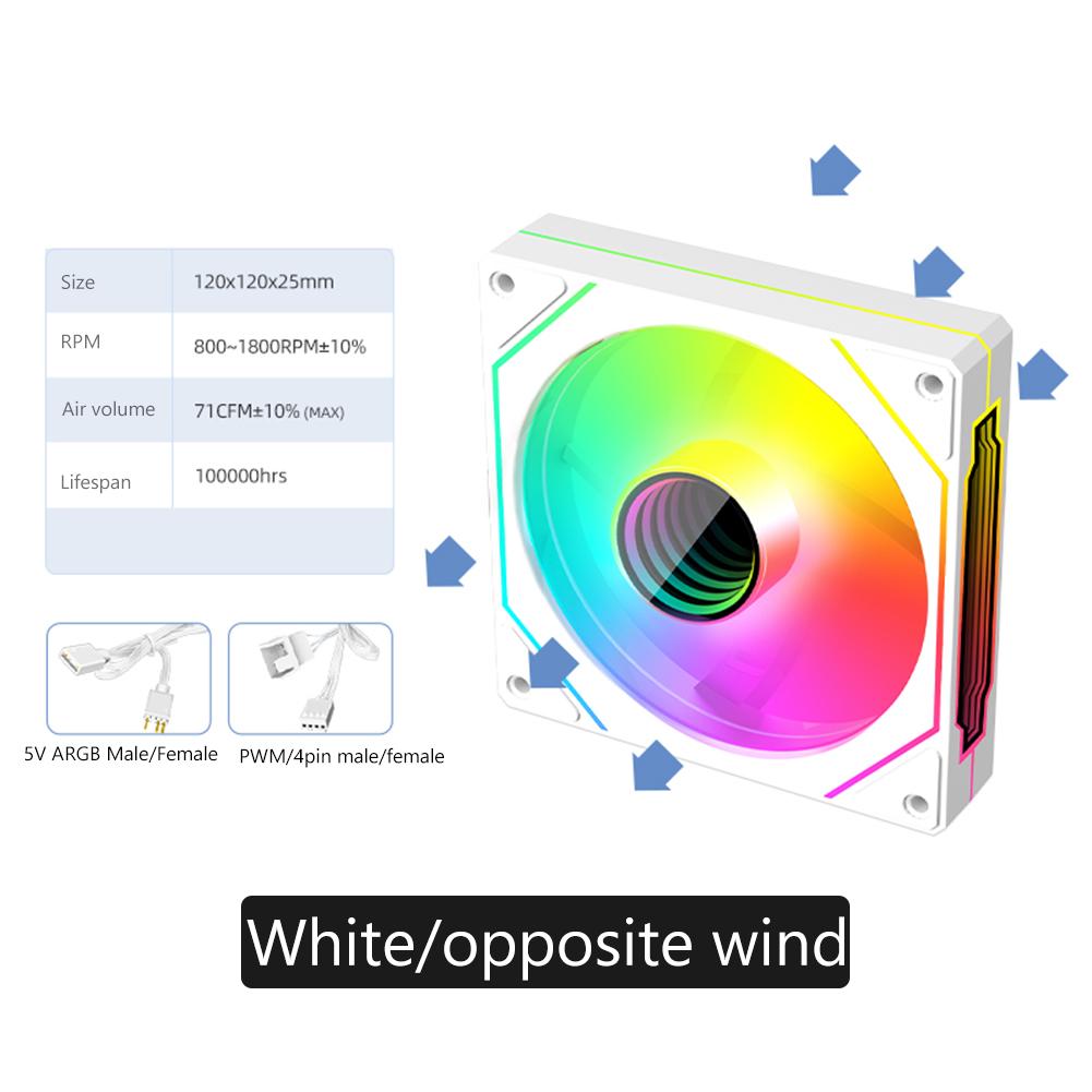 12cm ARGB Case Fan 5V 3Pin 4 Pin PWM Computer Case PC Cooling Fan Infinity Mirror Silent Chassis Fan 800-1800 RPM for Gaming PC