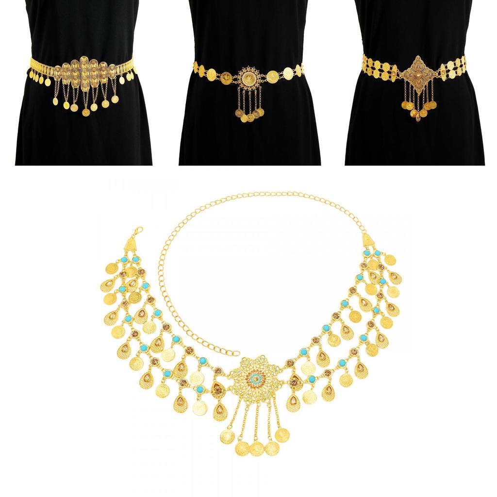 Metal Waist Chain For Women With Diamond Hollow Design And Coin Tassels For Summer Fashion Accessory