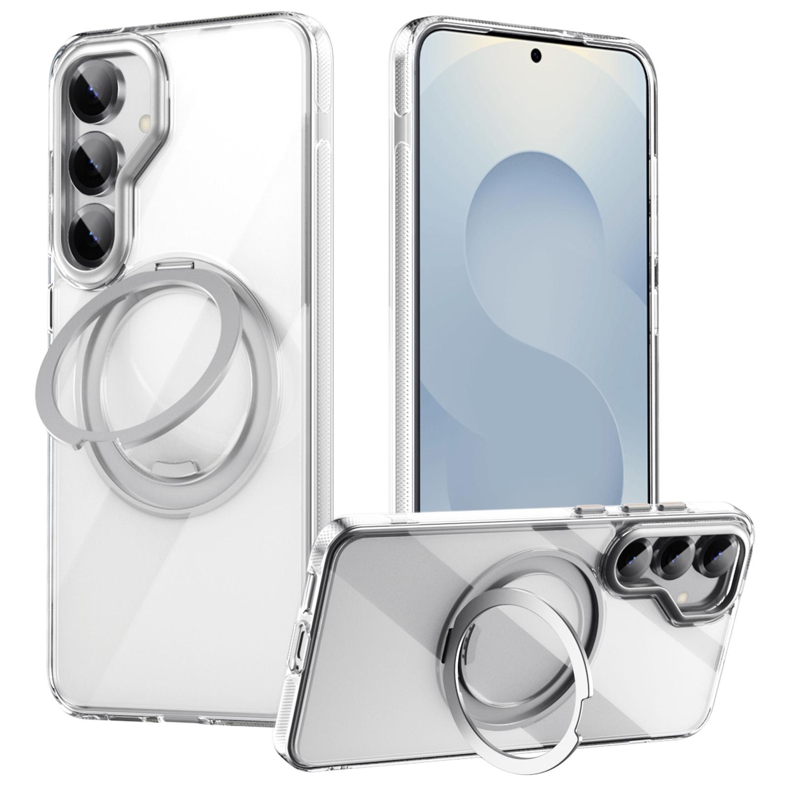 

For Samsung Galaxy S25 Magnetic Case Rotating Gear Pivot Kickstand PC + TPU Phone Back Cover C