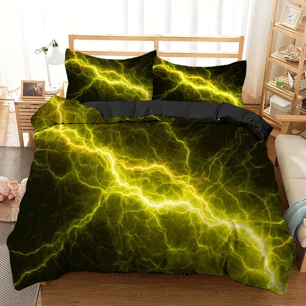 Lightning Pattern 3D Print Quilt Cover Fashion Mysterious Cool Sky Natural Bedding Cover Polyester Comfortable Duvet Cover Set
