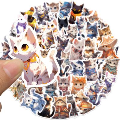 50Pcs Cat Stickers Pack Kawaii Vinyl Waterproof Stickers for Water Bottles Waterproof Laptop Luggage Funny Aesthetic Sticker